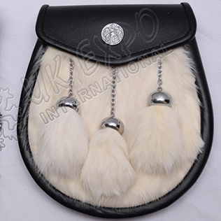 Celtic Cow Hide Leather with Three Tessels Belt and Chain