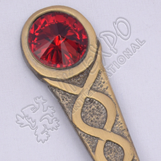 Celtic Design With Red Stone Brass Antique Kilt Pin