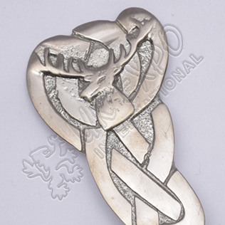 Celtic Stag Shiny Antique Kilt Pin