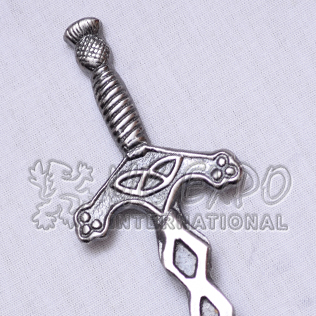 Celtic sword kilt pin chrome finish