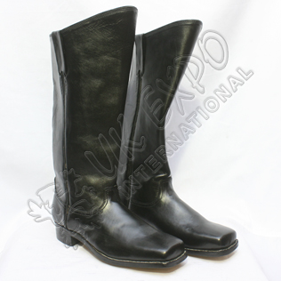 18th century Long cuffed/ridding boots French Black/ Brown Real Leather Cuff-WLC