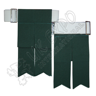 Dark Green Color Garter Flashes With Adjustable Buckle