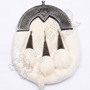 Diamond Shape celtic Cantle Rabbit fur sporran