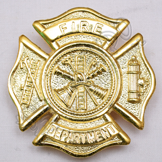 Fire Department Brass Polish Metal Badge
