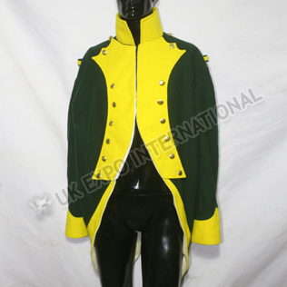 French Spanish Dark Green Coat with Yellow Collar and cuff