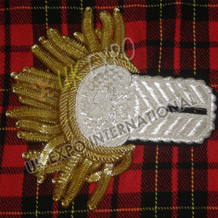 Golden Frings and Gernade Silver Embroidery Shoulder/Epaulette