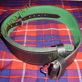Graint Leather Kilt Waist Belt Green Backing