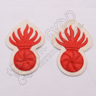 Hand Embroidery Off White and Red Grenade Badge