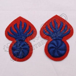 Hand Embroidery Red and Blue Grenade Badge