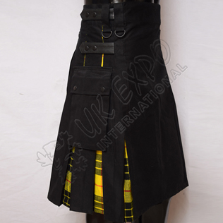 Hybrid Decent Macleod Dress Tartan Box Pleat Utility Kilt  Attached pockets