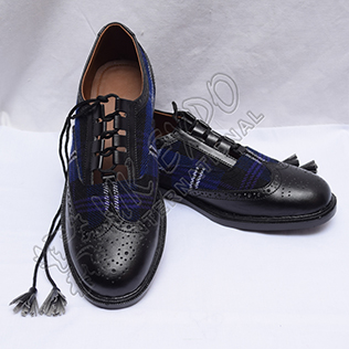 Hybrid Heritage Of Scotland Tartan Ghillie Brogues Shoes with Black Color Leather