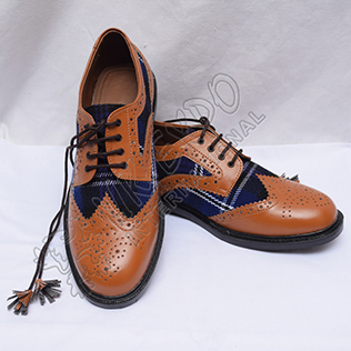 Hybrid Heritage Of Scotland Tartan Ghillie Brogues Shoes with Brown Color Leather