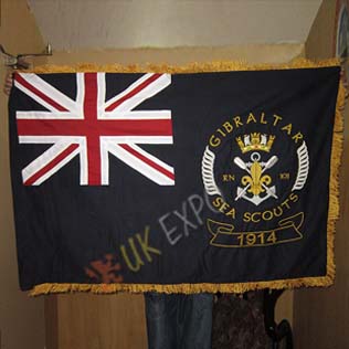 Gibraltar sear scouts 1914 Great Britain Large Flag Double Embroidery and Double Fabric with Gold Fring