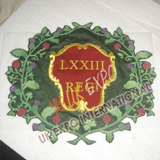 LXXIII REG 73rd regimental King Color Flag Large piece of flag hand made embroidery