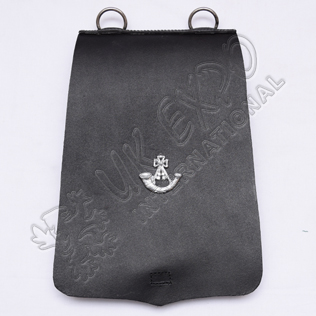 Medieval Black Leather Pouch With Metal Badge