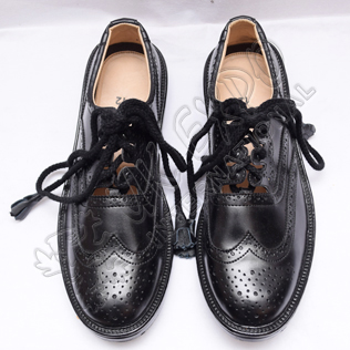 Men Traditional Celtic Black Leather Ghillie Brogues