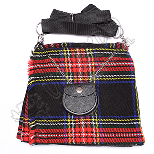 Modern Black Stewart tartan Ladies Kilt BAg