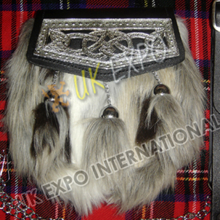 Multi Color Artificial Long Hair Fur with Celtic Cantle on Flap