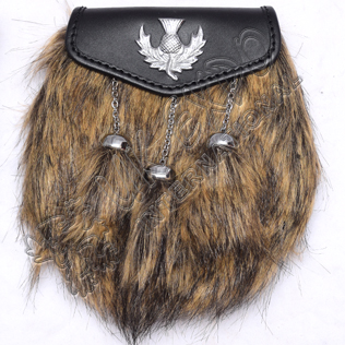 Multi Color Artificial Long Hair Fur with large size scottish Thistle Badge