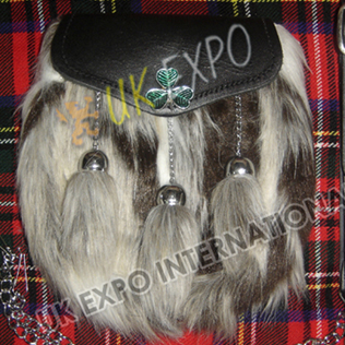 Multi Color Artificial Long Hair Fur with Shamrock On Flap