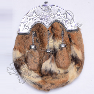 Multi Rabbit Fur Sporrans with Scottish Frolwer Cantle
