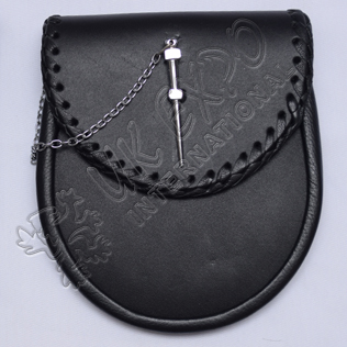 New Lock Black real leather Day wear  Sporran 