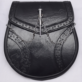 New Lock Black real leather Day wear  Sporran 