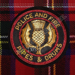Police and Fire Pipe and Drum Machine Badge