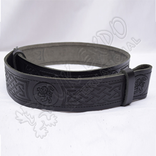 Rampart lion Belt with scottish celtic Embossed real leather belt