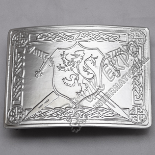 Rampart lion Shield Buckle with Celtic Knot work 