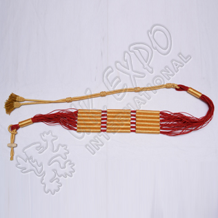Red and Golden color cotton Russian braid barrel sash