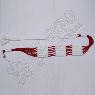Red and White color cotton Russian braid barrel sash