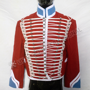 Red Hussar Jacket with Blue Collar Cuff