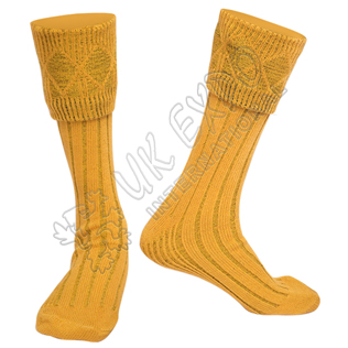 Rhombus Cuff Golden Color Kilt Woolen Socks
