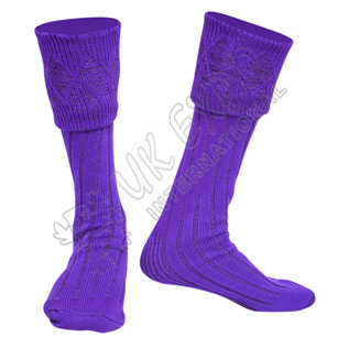 Rhombus Cuff Purple Color Kilt Woolen Socks