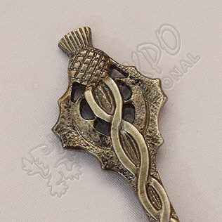 Scottish Celtic and Thistle Shiny Antique Kilt Pin