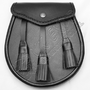 Scottish Plain Leather Sporran With Three Leather Tassels
