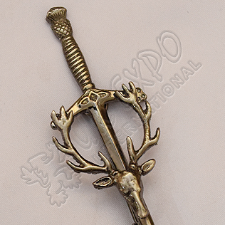 Scottish Stag Shiny Antique Kilt Pin