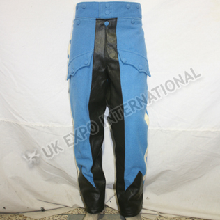 Sky Blue Color Riding breeches hussar Trouser with Black Leather inseam