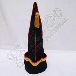 Spanish Sleeve Gold Bullion Braid Cap Black Blazer with Red Wool Piping