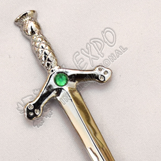 Sword Kilt Pin with Green Black Watch Stone
