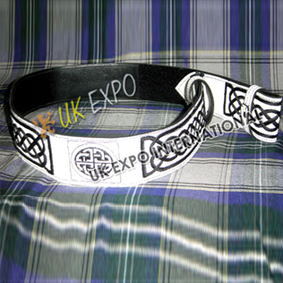 White Color Belt with Black Hand Embroidery and Black Backing