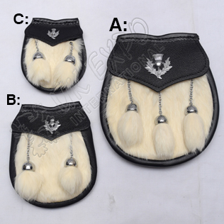 White Fur Family Pack 3 different sizes Sporrans