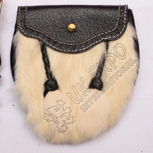 White rabbic fur with 2 tessel hand made Popup Pin Lock for children