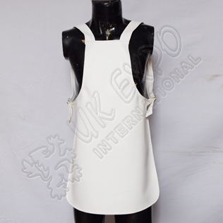 White Split Leather Apron for Pipe Band with adjustable buckles