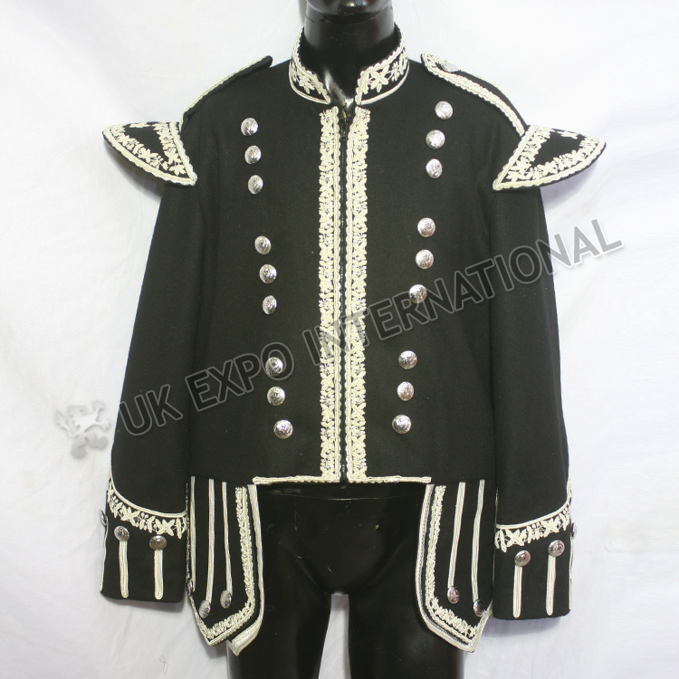 Fancy Black Doublet With Silver Braid And White Piping main image 1